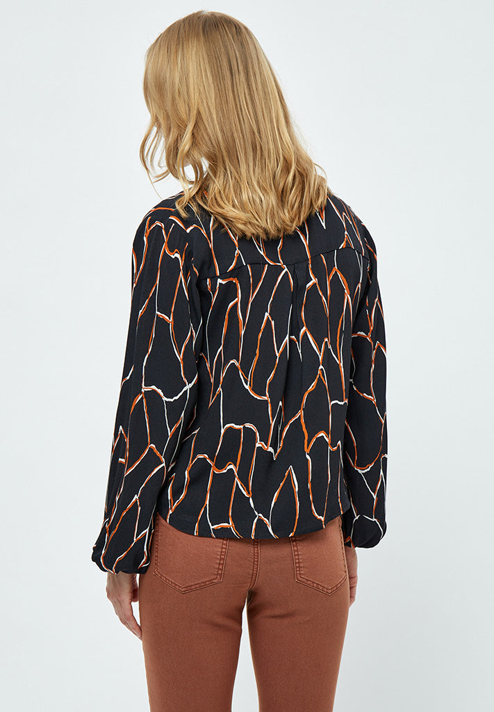 Desires Fenja Long Sleeve Blouse Blouse 9000P Black Print