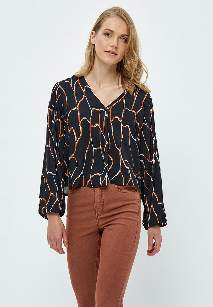 Desires Fenja Long Sleeve Blouse Blouse 9000P Black Print