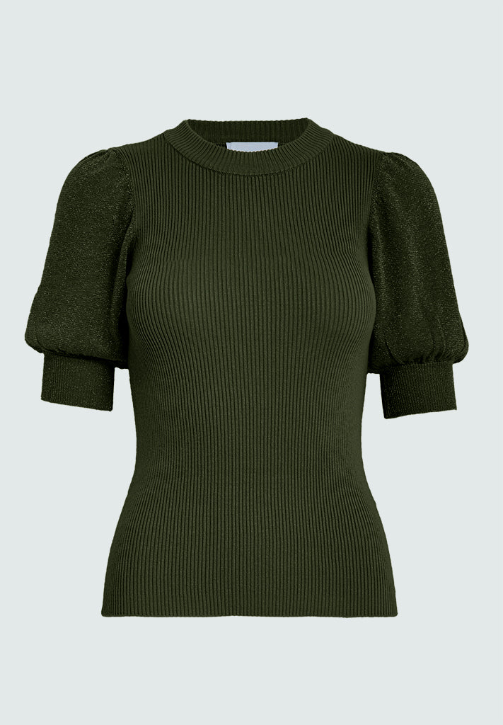 Minus Fine Short Sleeve Knit Pullover 3835 Rifle Green