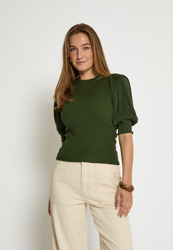 Minus Fine Short Sleeve Knit Pullover 3835 Rifle Green