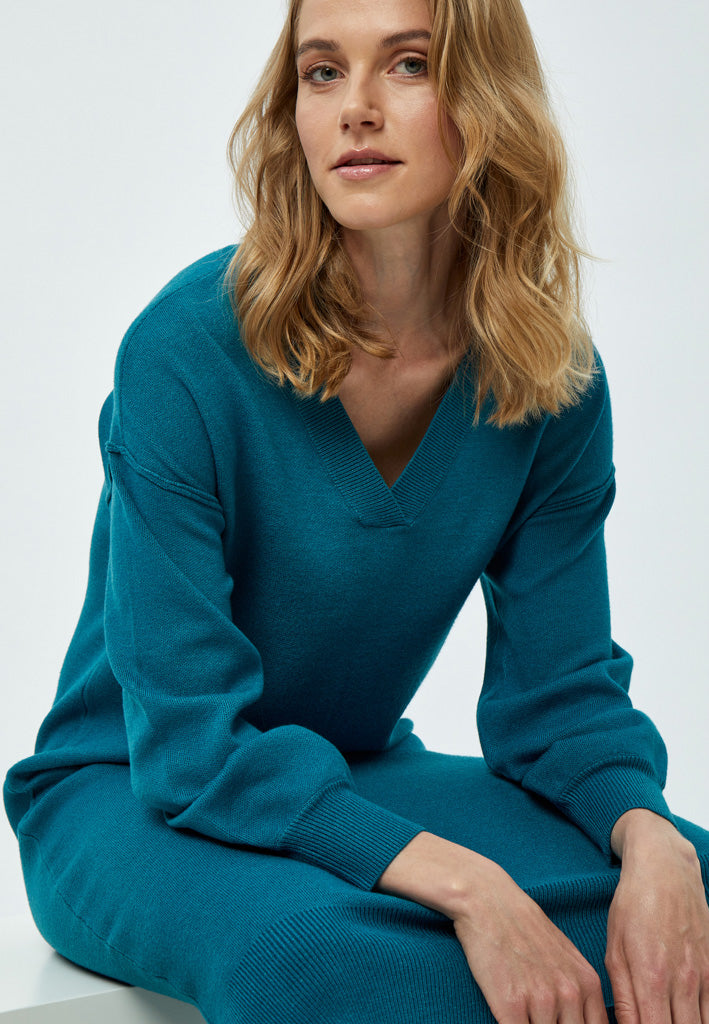 Desires Gabi V-Neck Long Sleeve Midi Dress Dress 1176M Cystal Teal Melange