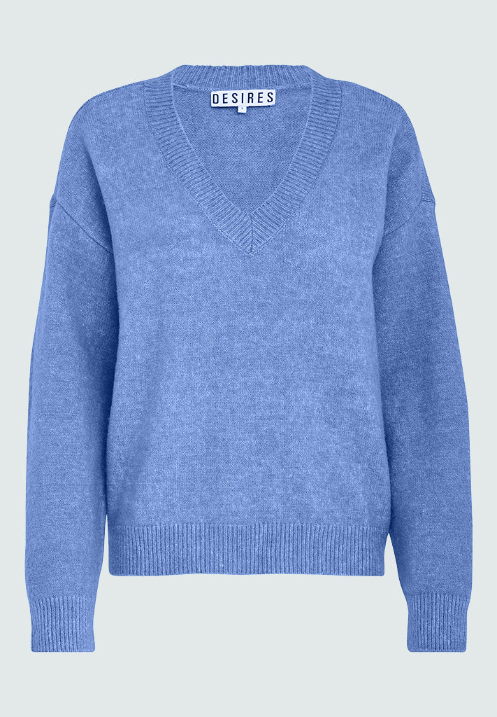 Desires Gea V-Neck Pullover Pullover 1003M Azure Blue Melange