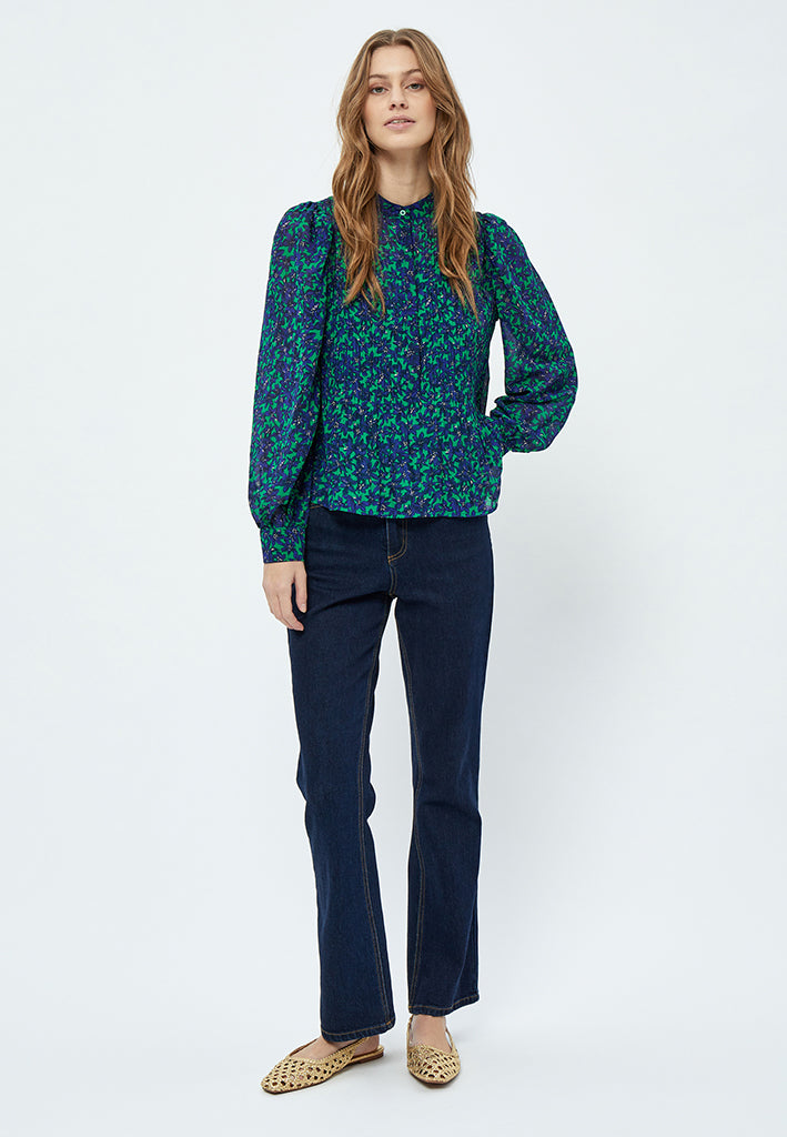 Peppercorn Levi Plisse Blouse Blouse 3186P Foliage Green Print