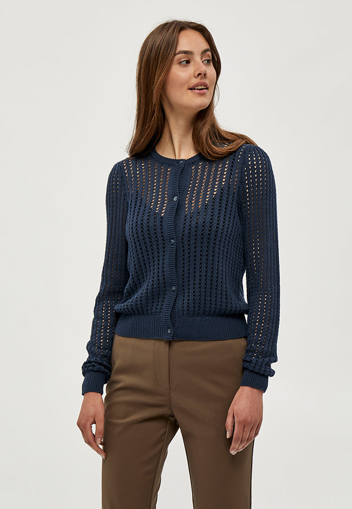 Peppercorn Libby Round Neck Knit Cardigan Cardigans 2991 DRESS BLUES