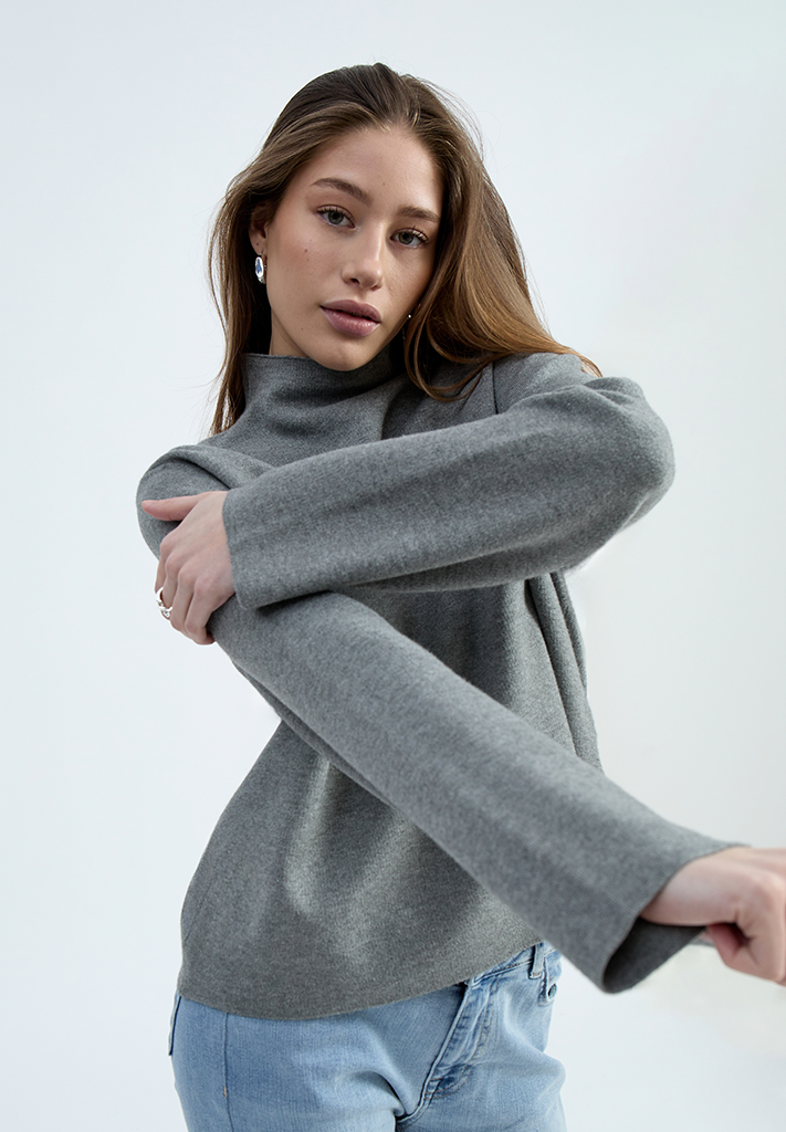 Minus Lupi High Neck Knit Pullover Pullover 148M Gunmetal Melange