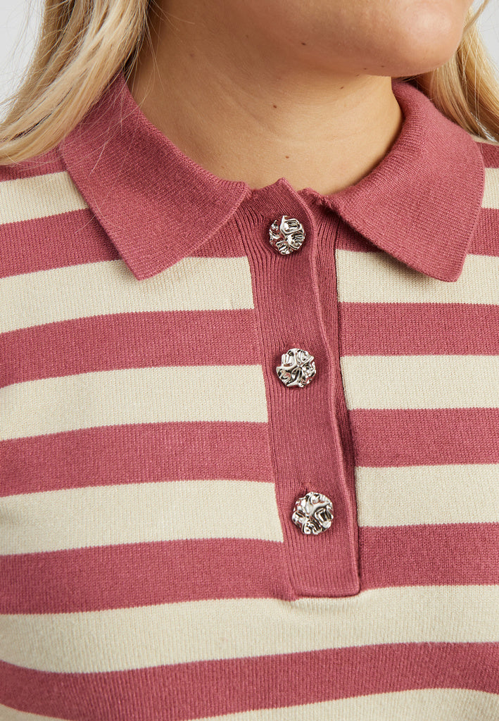 Minus Aliana strikbluse - Roan Rouge Stripe