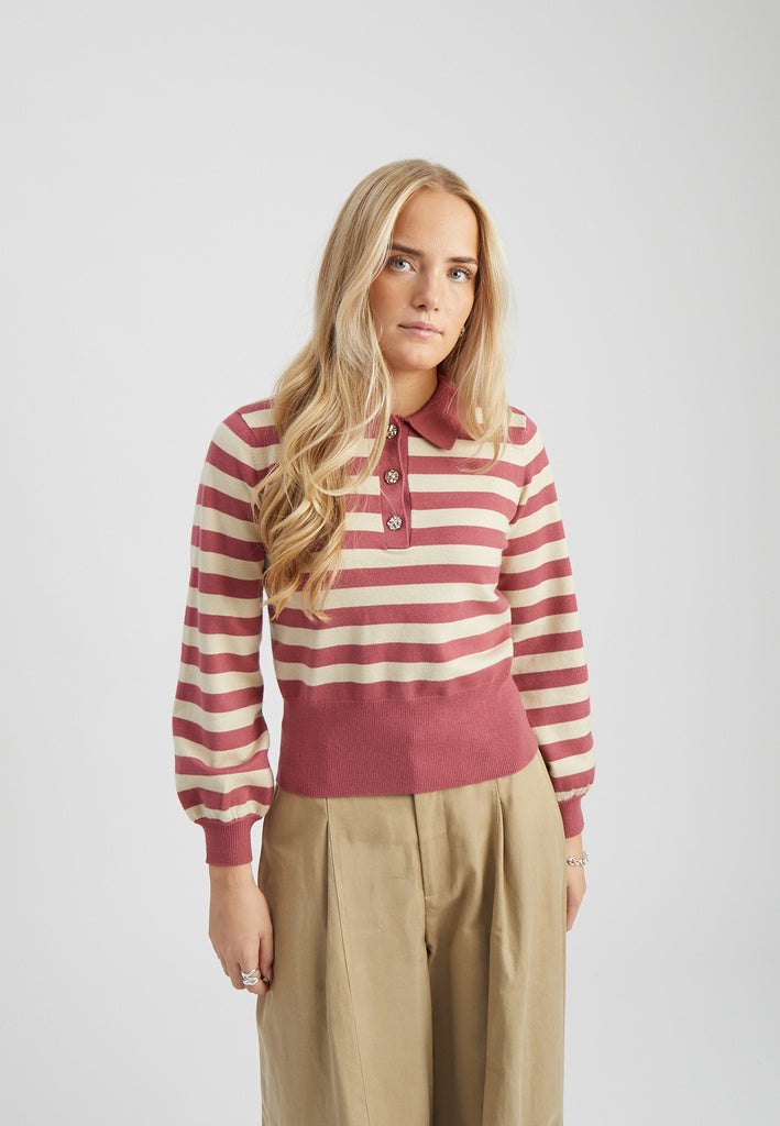 Minus Aliana strikbluse - Roan Rouge Stripe