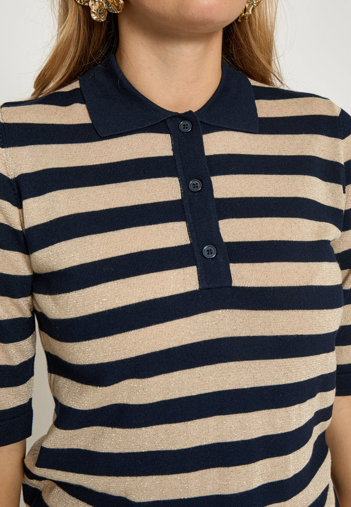 Minus MSAlice Knit T-Shirt Pullover 542S Black Iris Stripe