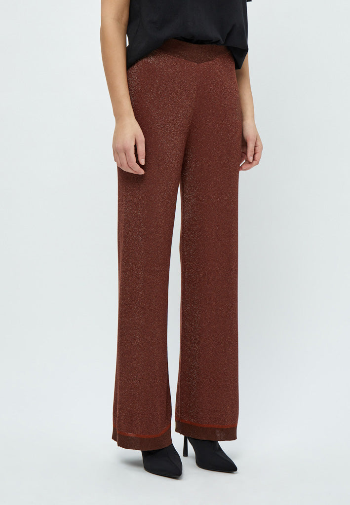 Minus MSAllie Metallic Knit Pants Pant 5049MET Dark Cinnamon Brown Metallic