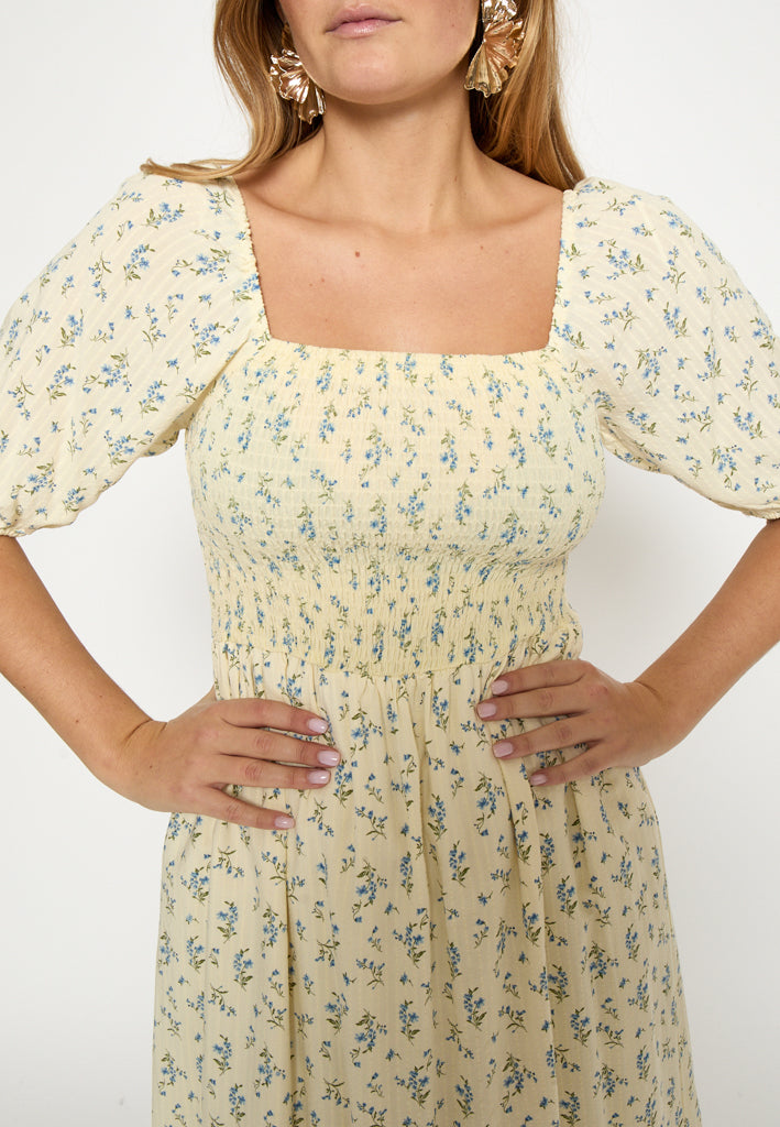 Minus MSAnni Midi Dress Dress 1004P Soft Yellow Print