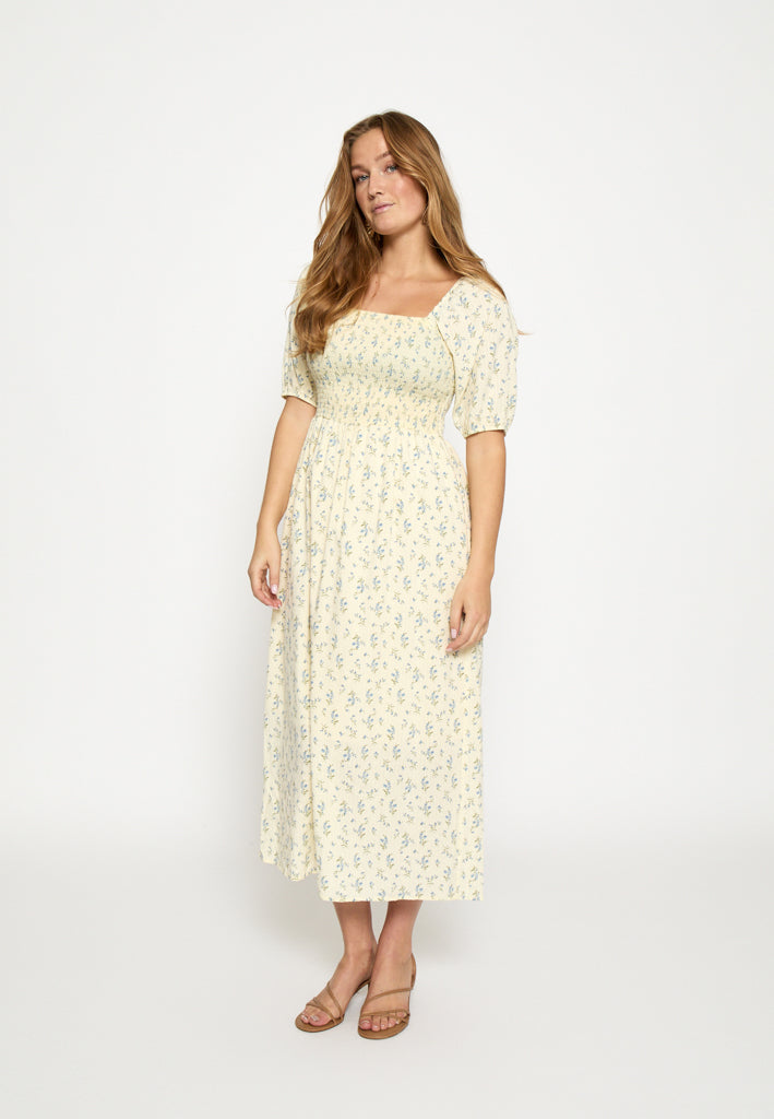 Minus MSAnni Midi Dress Dress 1004P Soft Yellow Print
