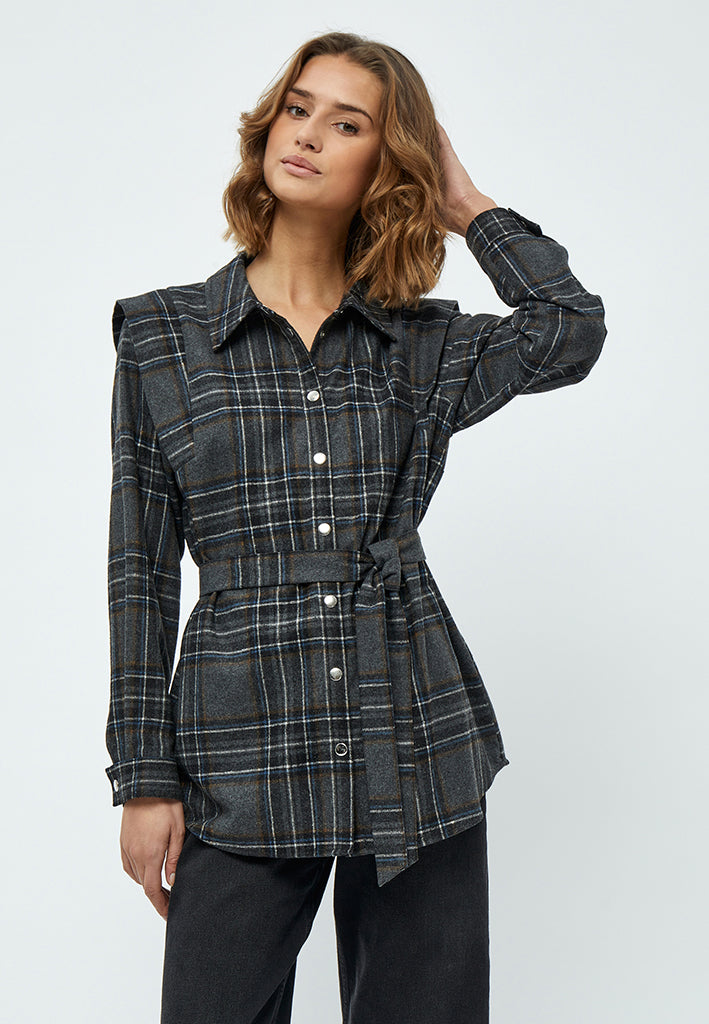Minus MSAshanti Shirt Jacket Jacket 9454C Slate Brown Checked