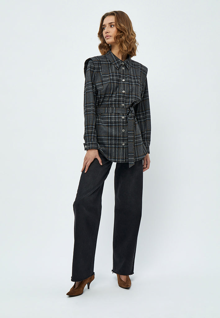 Minus MSAshanti Shirt Jacket Jacket 9454C Slate Brown Checked