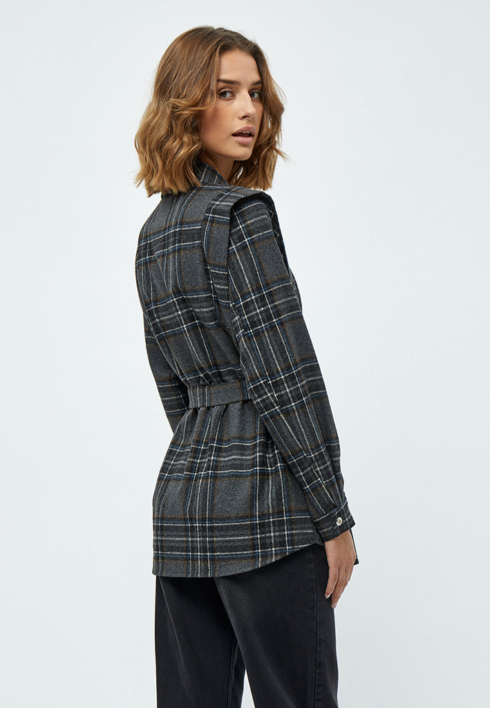 Minus MSAshanti Shirt Jacket Jacket 9454C Slate Brown Checked