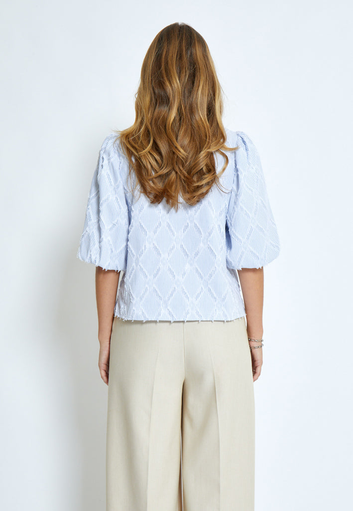 Minus MSAstra Short Sleeve Blouse Blouse 1048S Ice Blue Stripe