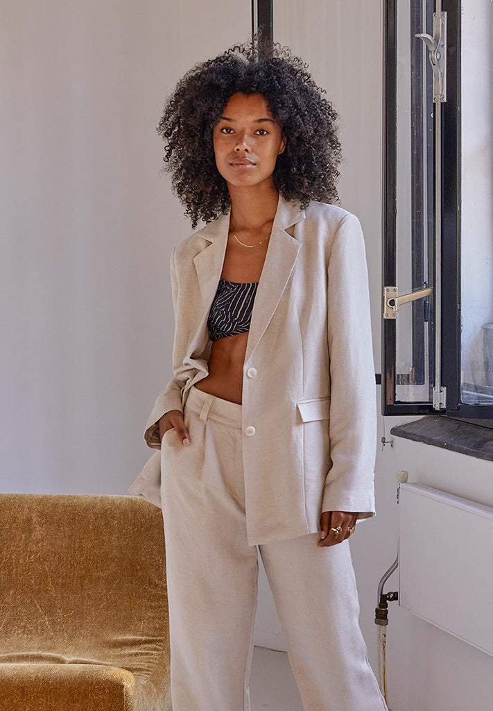 Minus MSAuguste Linen Blazer Blazer 353M Nomad Sand Melange