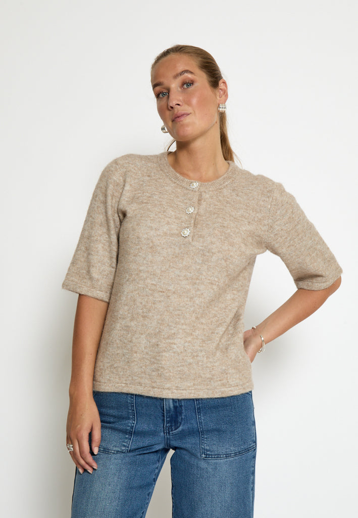 Minus MSAurelia Knit T-Shirt Pullover 331M String Melange