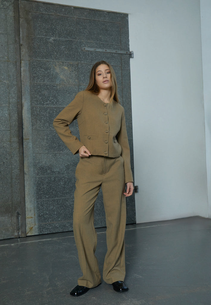 Minus MSAya Short Jacket Jacket 0312M Tan Melange