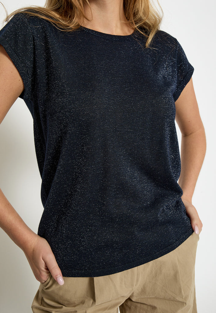 Minus MSCarlina Knit T-Shirt T-Shirt 5270MET Black iris Metal.