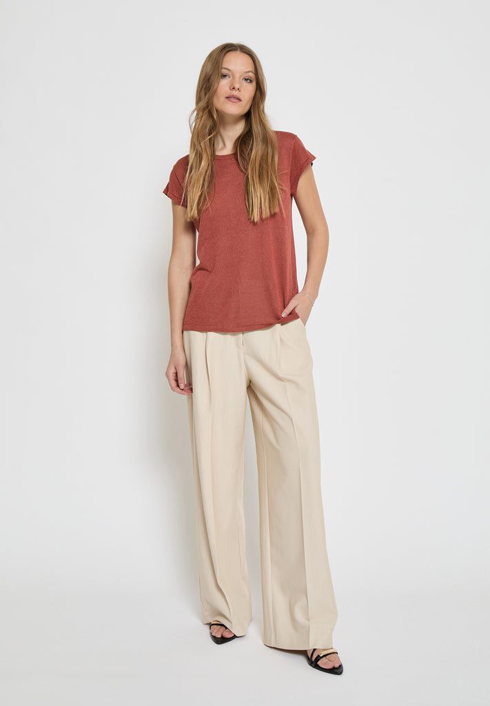Minus MSCarlina Knit T-Shirt T-Shirt 6990MET Barn Red Met.