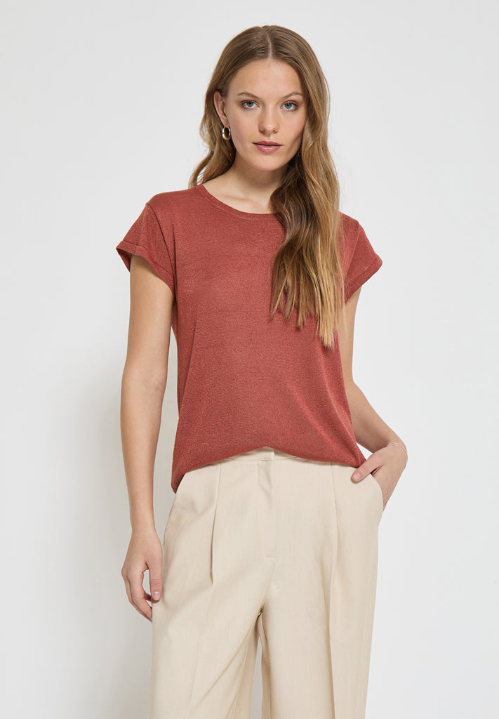 Minus MSCarlina Knit T-Shirt T-Shirt 6990MET Barn Red Met.