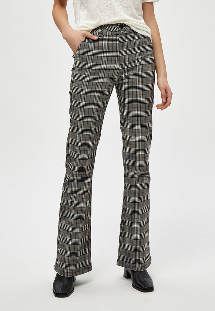 Minus MSCarma Check Flared Pants Pant 9448C Wood Smoke Checked