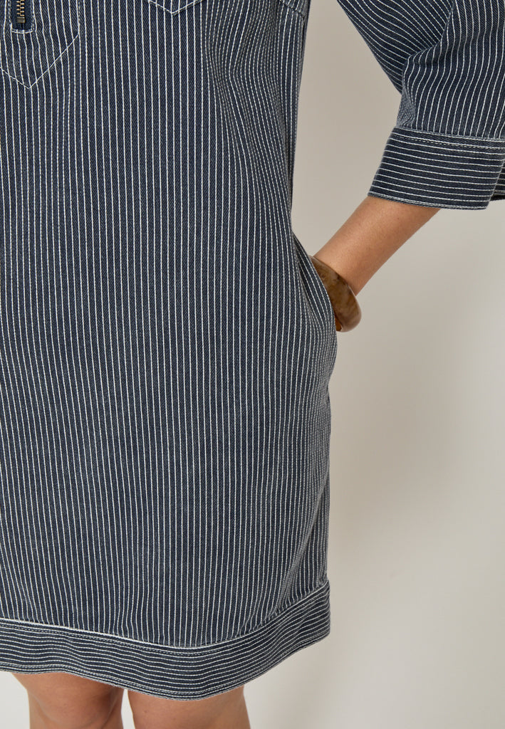 Minus MSChanni Short Dress Dress 537S Dark Denim Stripe