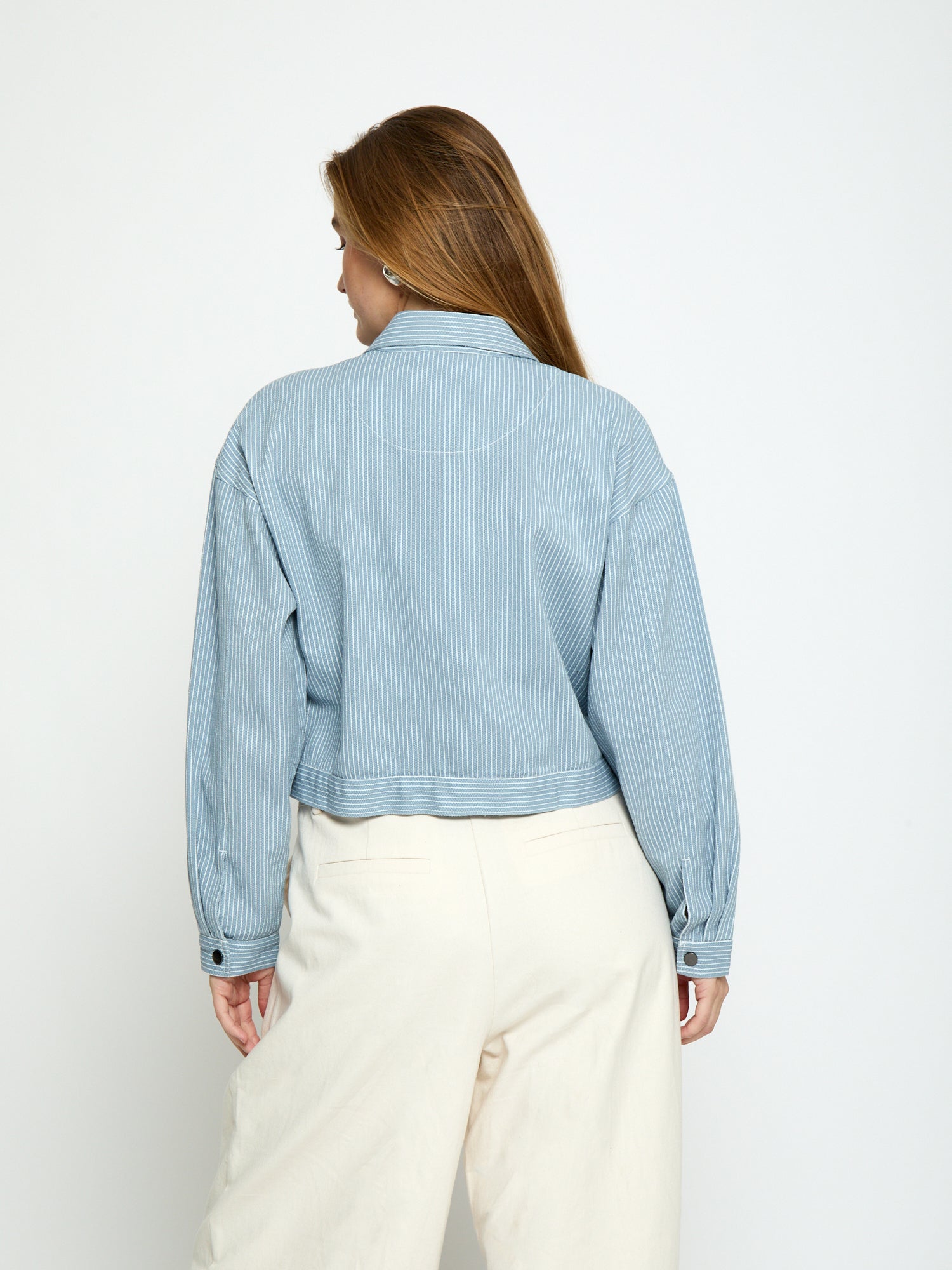 Minus MSChanni Short Jacket Jacket 001S Light denim Strip.