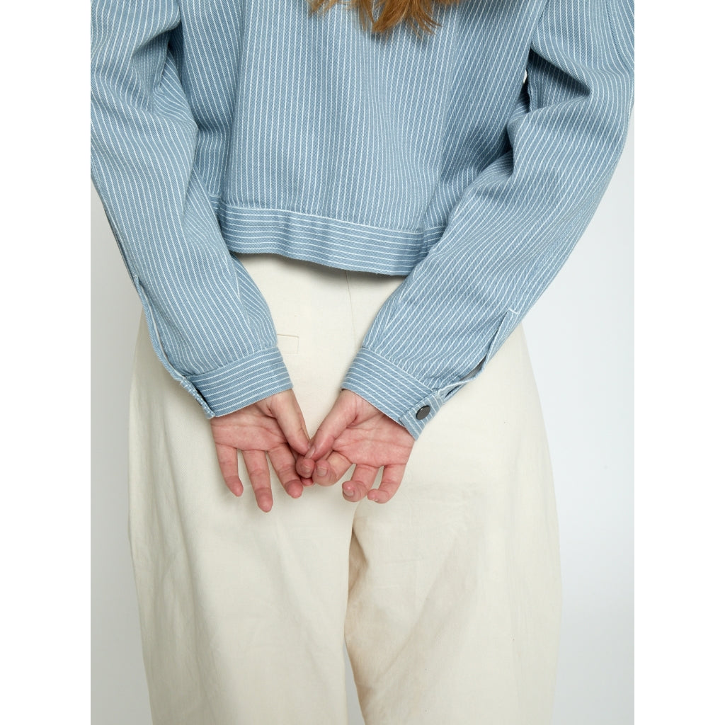 Minus MSChanni Short Jacket Jacket 001S Light denim Strip.