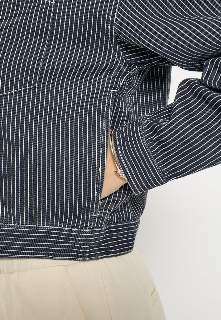 Minus MSChanni Short Jacket Jacket 537S Dark Denim Stripe