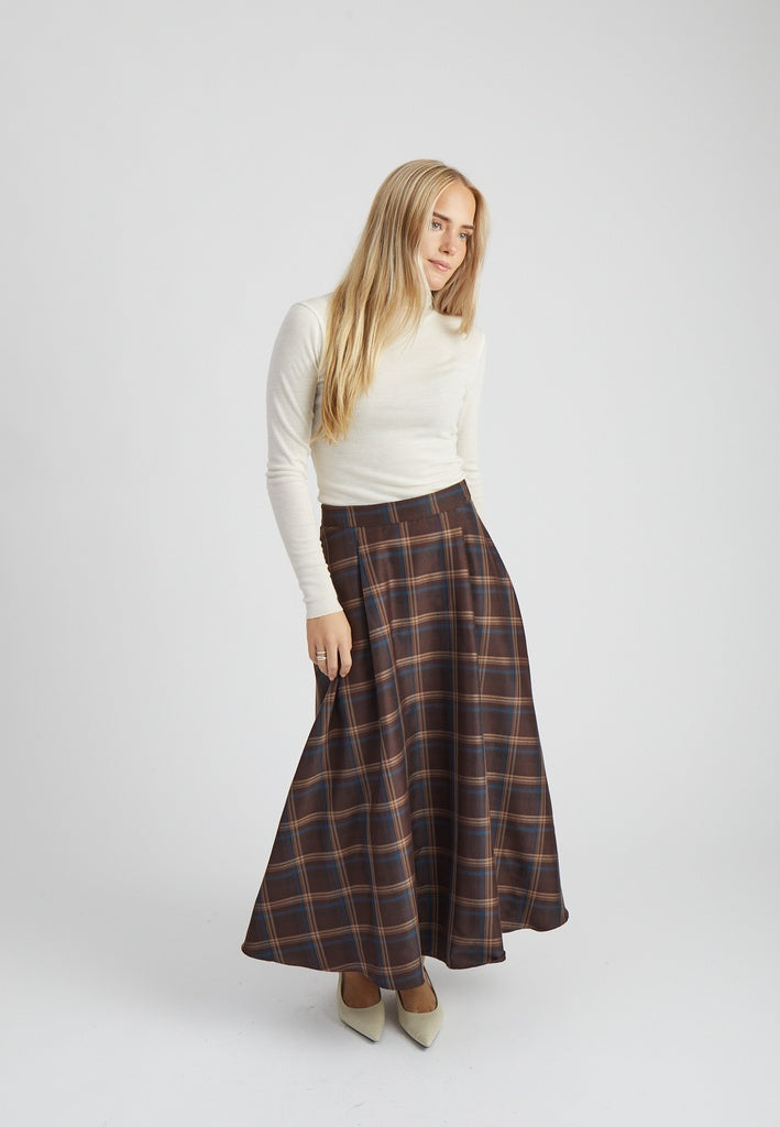 Minus MSChristel Midi Skirt Skirt 3681C Tiramisu Checked