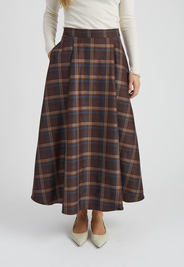 Minus MSChristel Midi Skirt Skirt 3681C Tiramisu Checked