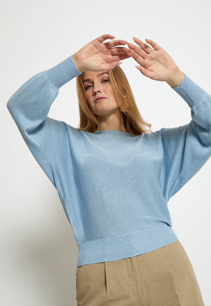 Minus MSDana Metallic Bat Sleeve Pullover Pullover 2284MET Skyway Blue Metal.