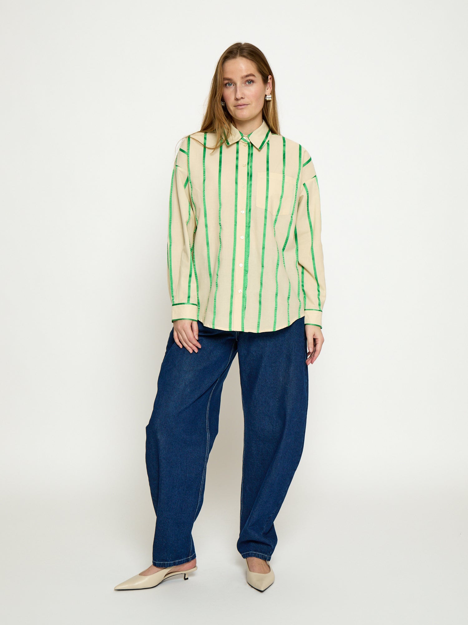 Minus MSEleni Oversize Shirt Shirt 3032S Greenbriar Stripe