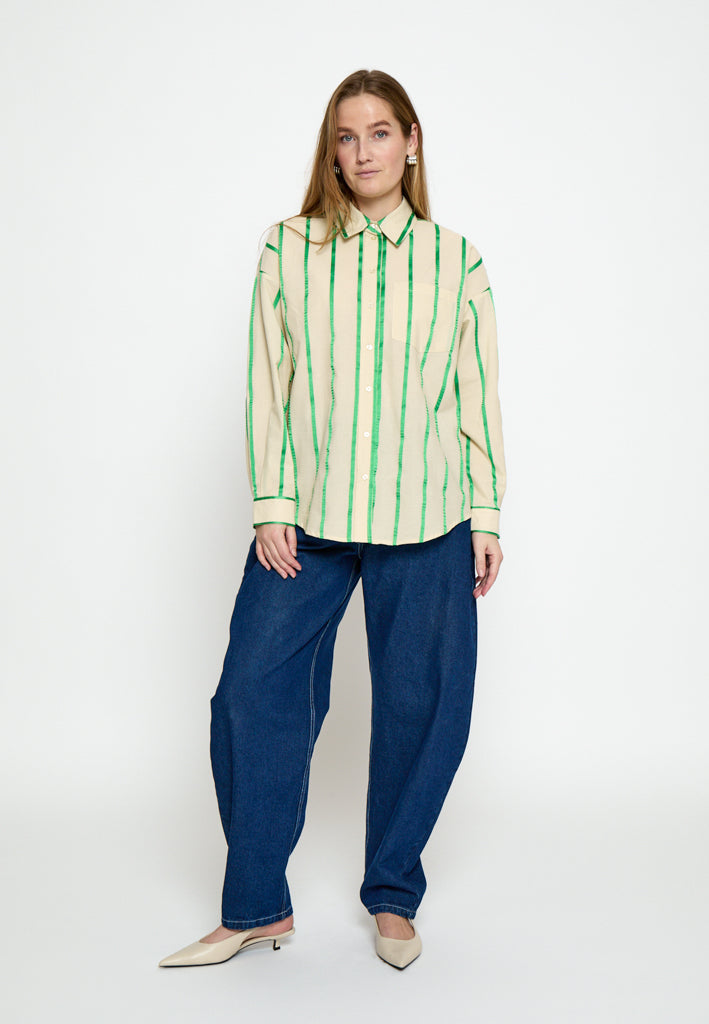 Minus MSEleni Oversize Shirt Shirt 3032S Greenbriar Stripe