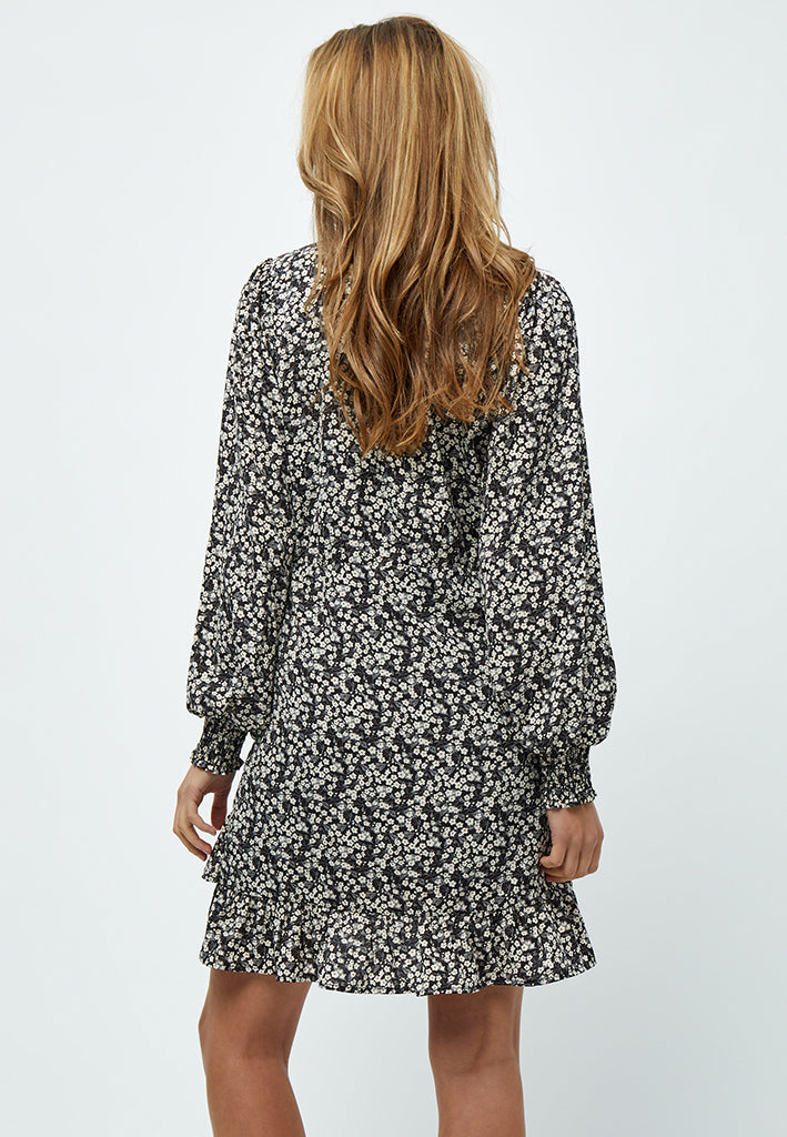 Minus MSEriana Short Wrap Dress Dress 9041P Black Flower Print