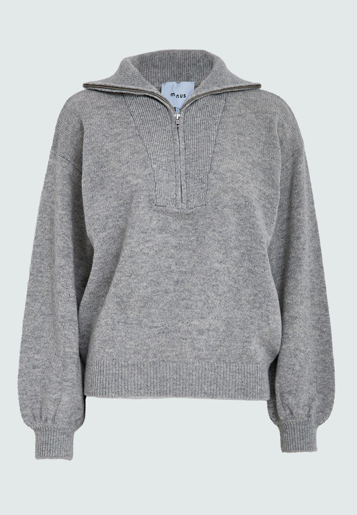 Minus MSErika Zip Knit Pullover Pullover 112M Light Grey Melange
