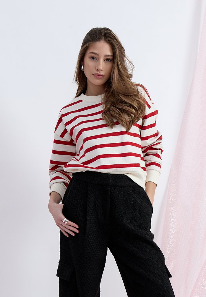 Minus MSEstella Sweat Sweatshirt 4175S Tomato Striped