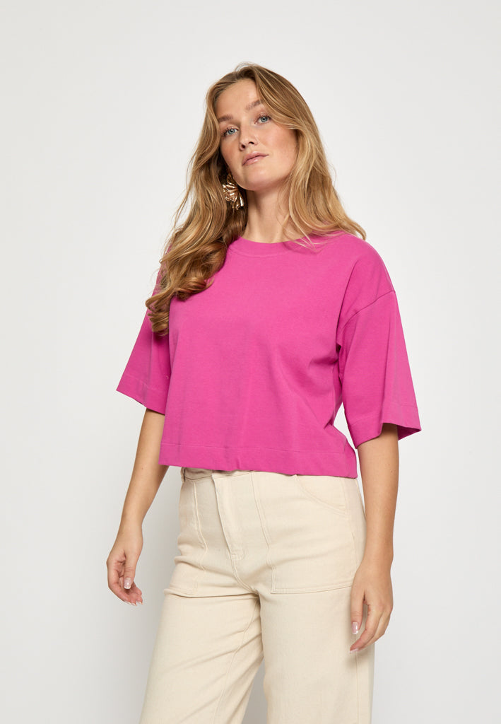 Minus MSGamma Cropped GOTS T-shirt T-Shirt 0474 Rose Violet