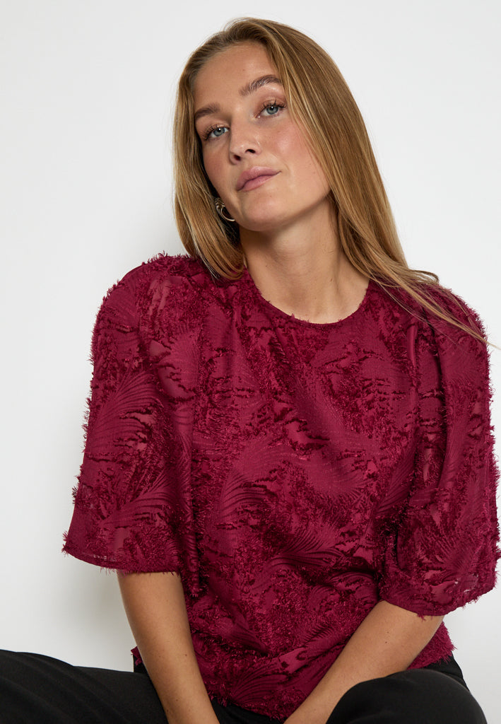 Minus MSHollie Short Sleeve Blouse Blouse 4072 Cordovan