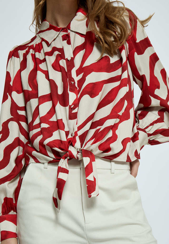 Minus MSJassie Tie Shirt Shirt 6990P Barn Red Print