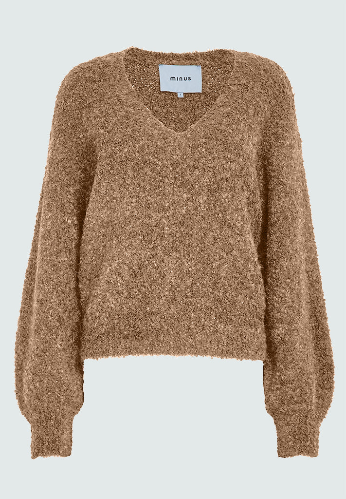 Minus MSJennie V-Neck GRS Knit Pullover Pullover 0312M Tan Melange
