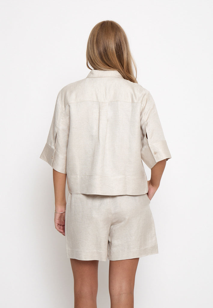 Minus MSJuno Cropped Linen Shirt Shirt 353M Nomad Sand Melange