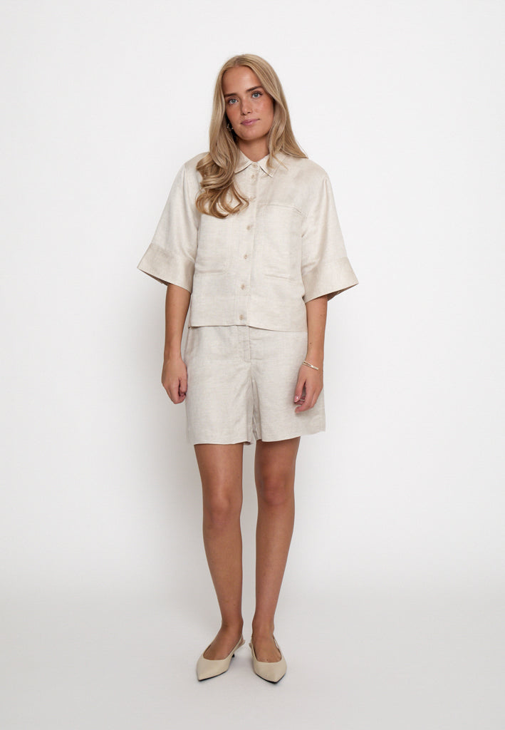 Minus MSJuno Cropped Linen Shirt Shirt 353M Nomad Sand Melange
