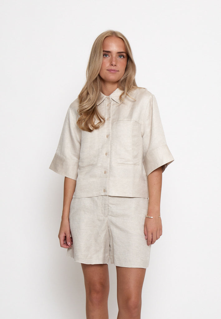 Minus MSJuno Cropped Linen Shirt Shirt 353M Nomad Sand Melange