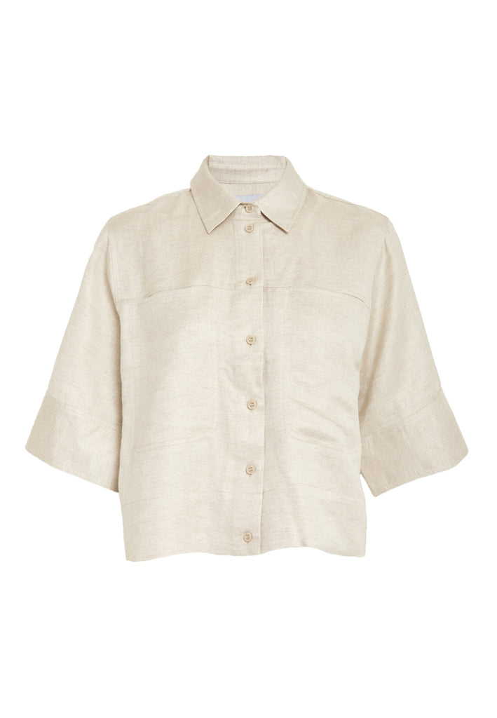Minus MSJuno Cropped Linen Shirt Shirt 353M Nomad Sand Melange