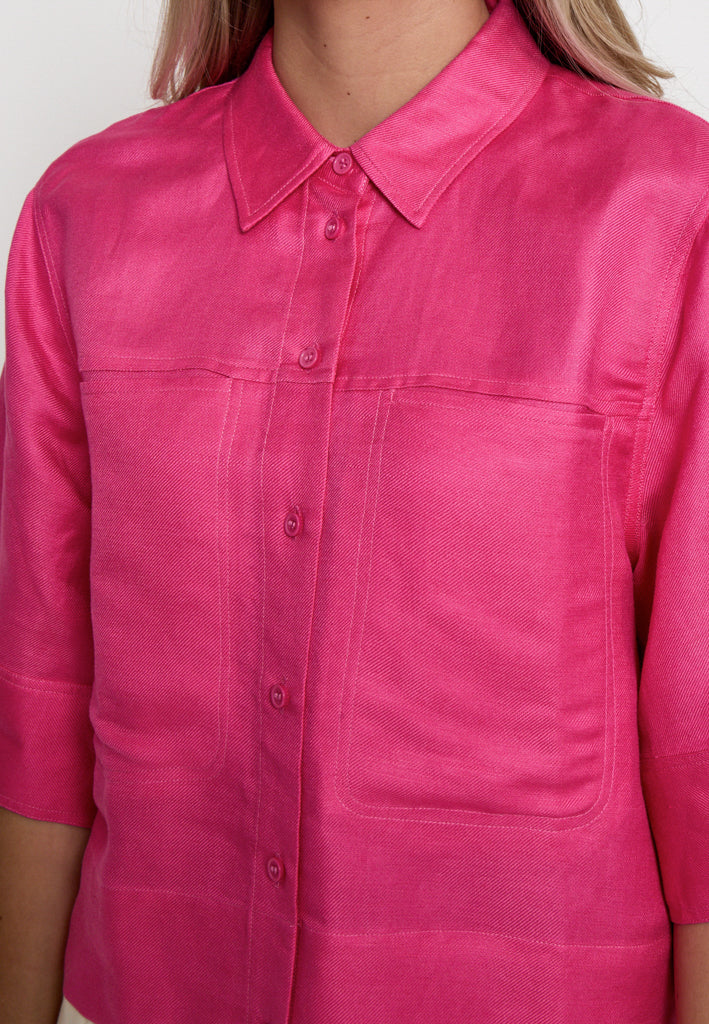 Minus MSJuno Cropped Linen Shirt Shirt 4021 Fandango Pink