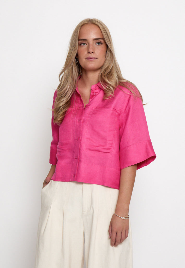 Minus MSJuno Cropped Linen Shirt Shirt 4021 Fandango Pink