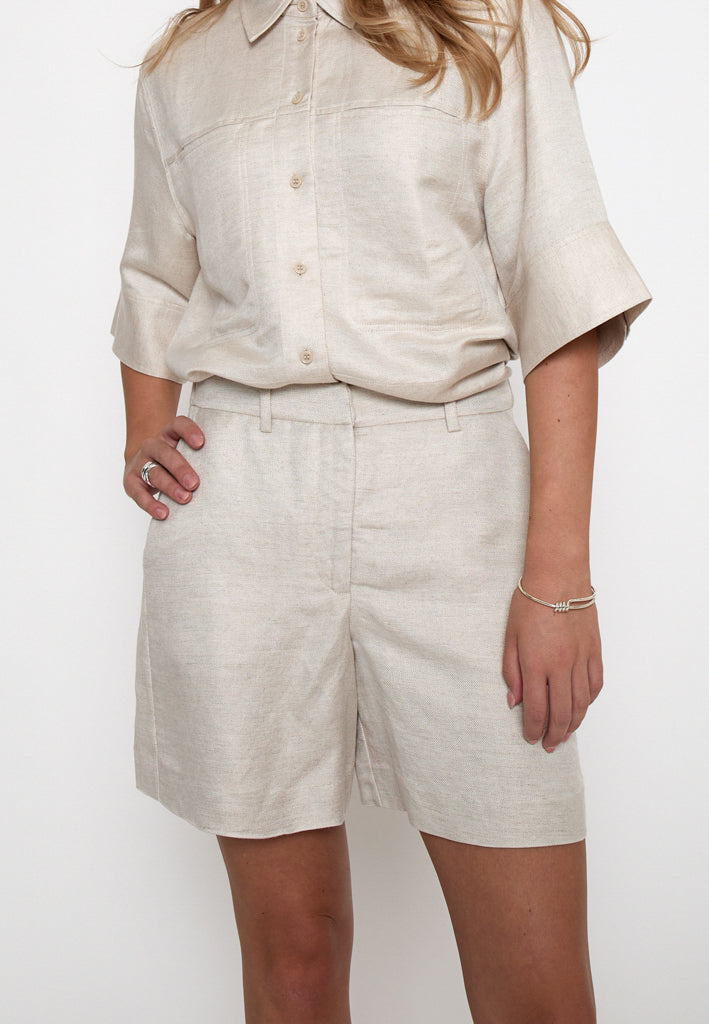Minus MSJuno Linen Shorts Shorts 353M Nomad Sand Melange