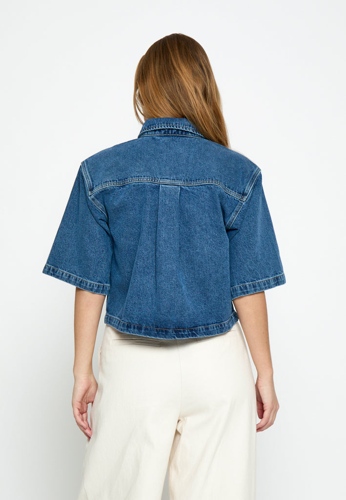 Minus MSKaddi Cropped Shirt Shirt 9610 Mid Blue Denim